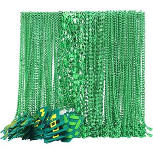 100 200 Pack St. Patricks' Day Beads Necklaces Bulk, Shamrock Necklaces Green Beaded Necklaces For Irish St. Patricks Party Decorations