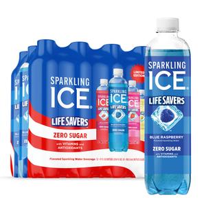 Sparkling Ice® LIFE SAVERS™ Red, White and Blue Variety pack, Zero Sugar Flavored Sparkling Water, with Vitamins and Antioxidants, Low Calorie Beverage, 17 fl oz Bottles (Pack of 12) Exp. 01/02/2027