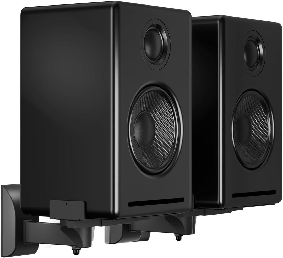 suptek Large Dual Side Clamping Bookshelf Speaker Wall Mounting Bracket for Large Surrounding Sound Speakers, Hold up to 66lbs Black SPM201XL
