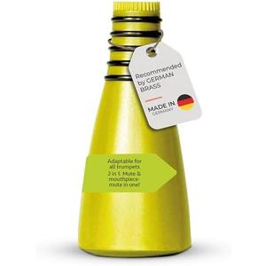 GERMAN BRASS PRODUCTIONS trumpet mute | silencer with dual function as practice and mouthpiece mute for trumpet | adaptable for all trumpets | trumpet accessories made in Germany | Yellow