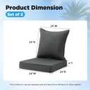 Outdoor Deep Seat & Back Cushion Set (2-Pack), 24 x 24 Inch Water Repellent and Fade Resistant Patio Furniture with Removable Cover for Outside Sofa Couch, Charcoal