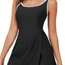 Aleumdr One Piece Swimdress Swimsuit for Women Tummy Control Split Swim Dress Skirt Bathing Suit with Pockets, Black XL