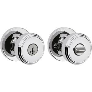 Kwikset Maven Entry Door Knob with Lock and Key, Secure Keyed Handle Exterior, Front Entrance and Bedroom, Polished Chrome, Pick Resistant SmartKey Rekey Security and Microban