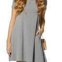 Conceited T Shirt Dress for Women with Pockets - Swing Dress - Short Sleeve - Available in Regular & Plus Size in Many Colors - Heather Grey - X-Small (Gray, XS)