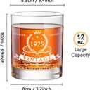 LIGHTEN LIFE 50th Birthday Gifts for Him Men,1975 Whiskey Glass Set in Barrel Box,50 Years Old Gifts,50th Birthday Gift Ideas,50th Birthday Whiskey Glass for Dad Husband