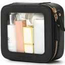 Aveniee Mini Clear Makeup Bag, Small Cosmetic Bags Travel Toiletry Pouch Organizer, TSA Approved Make up Case with Zipper, Car Bag for Essentials,Black