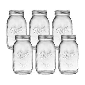 Ball Regular Mouth Glass Mason Jars with Lids and Bands, Used for Canning (Quart, 32 Ounce (Pack of 5))
