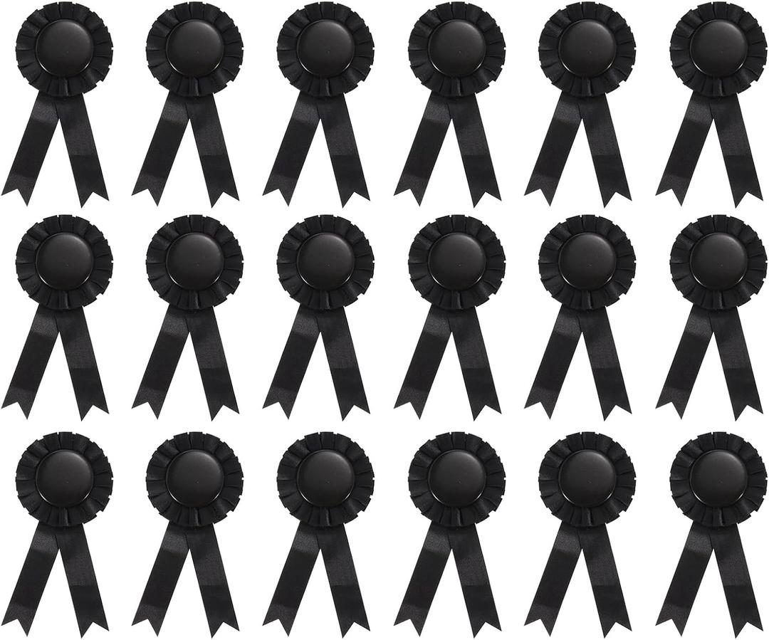 PATIKIL Blank Award Ribbon, 18 Pcs Rosette Ribbon Honorable Prize Recognition Ribbon for DIY, Party, Wedding, Competition, Sport, Black