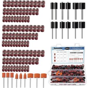 Sanding Drum Set for Dremel Rotary Tools-Includes 138 Aluminum Oxide Drum Sander Sanding Sleeves (80,120,240 Grit),12 Drum Mandrels and 9 Sanding Bits,Sanding Bits Tool Accessories with Box