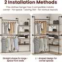 Industrial Pipe Clothing Rack Wall Mounted Heavy Duty, Space Saving Garment Hanger System for Wardrobe/Walk-in Closet,Black
