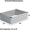 Zunatu 4x3x1 ft(2 Pack) Galvanized Raised Garden Bed,Outdoor Planter Box Metal Patio Kit Planting Bed for Vegetables Flowers and Succulents,Silver