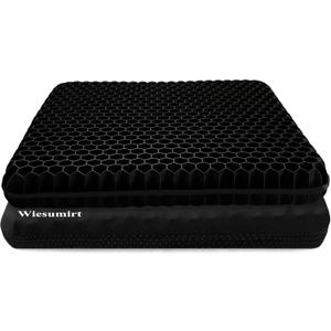 Plus Size Gel Seat Cushion for Long Sitting, Extra Large and Thick, Seat Cushion for Back, Sciatica, Hip, Tailbone Pain Relief, Used for The Office, Wheelchair, Car, Truck, Recliner, Stadium. (Black)