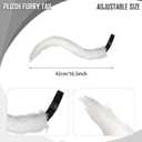 HyperFun Therian Mask and Tail Set Furry Fox Cat Mask Gloves Cosplay Costume Halloween Party (White)