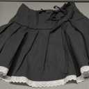 MakeMeChic Women's Bow High Waist Pleated A Line Mini Skirt Summer Skater Skirts S