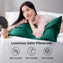 Bedsure Satin Pillowcases, Similar to Silk Pillow Cases Queen Size Set of 2, Pillow Case for Sleeping Women with Envelope Closure, Gifts for Women Men, Dark Green, 20x30 Inches, 2pcs