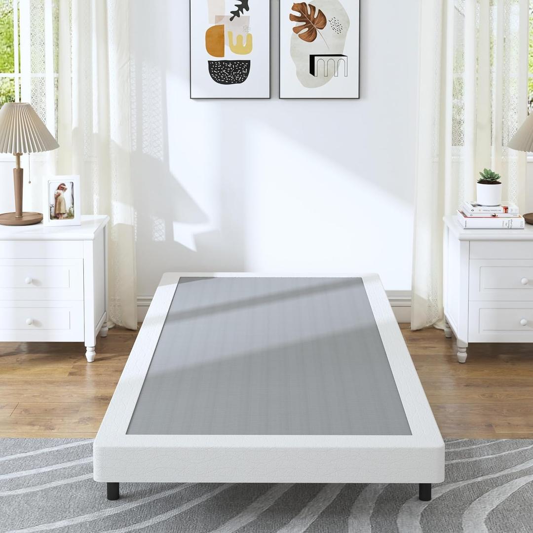 Twin Box Spring - 4 Inch High Profile Box Spring for Twin Bed, Sturdy Metal Frame Mattress Foundation, Easy Assembly, Quiet & Noise-Free