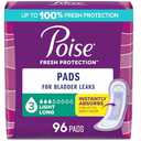 Poise Incontinence Pads & Postpartum Incontinence Pads, 3 Drop Light Absorbency, Long Length, 24 Count 