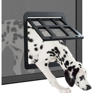 Enjoying Dog Door for Screen Door, Passage Opening 11.2" x 14.4", Large Doggie Door for Sliding Door, Magnetic Dog Screen Door, Lockable Pet Gate Screen Window, Black