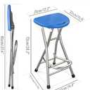 HM&DX Folding Stools for Adults Portable, 28 inch Collapsible Stool Heavy Duty, Indoor Tall Bar stools with Handle, Plastic Counter Barstool Chair for Kitchen Outdoor Travel-Blue H72xW31cm