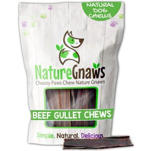 Nature Gnaws Beef Gullet Chews for Small Dogs 4-5" (20 Count) - Natural Beef Jerky Stick Dog Chew Treats - Rawhide Free, Bb Date: 09/2025