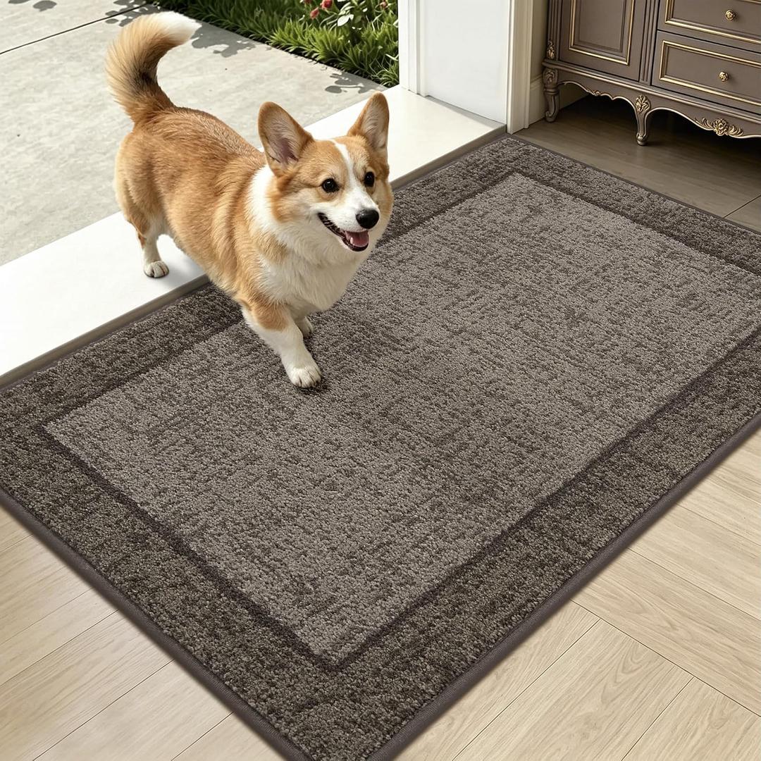 Dirt Trapper Door Mat 24"x 36", Non Slip Washable Doormat,Taupe | Stain Resistant and Absorbent Welcome Mat, Floor Mats,Low Profile Entrance Dog Door Mats for Front Back Door