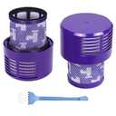 2 Pack Vacuum V10 Filter Replacements for Dyson V10 Cyclone Series, V10 Animal, V10 Absolute, V10 Total Clean, Part No. 969082-01 with 1 Clean Brush
