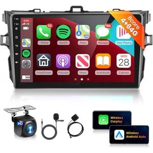 Podofo 8Core 4G 64G for Toyota Corolla 2009-2013 Car Radio Stereo with 9 inch 1280x720P IPS Touchscreen Wireless CarPlay Android Auto DSP/46 EQ Bluetooth 5.0 FM WiFi Backup Camera 59 UIs MirrorLink