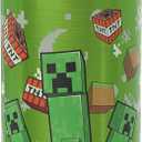 Zak Designs Minecraft Water Bottle for Travel and At Home, 19 oz Vacuum Insulated Stainless Steel with Locking Spout Cover, Built-In Carrying Loop, Leak-Proof Design (Creeper)