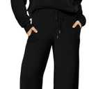 Haloumoning Girls 2 Piece Outfits Sweatsuit Half Zip Long Sleeve Sweatshirts Sweatpants Tracksuit Sets 5-14 years (Black)