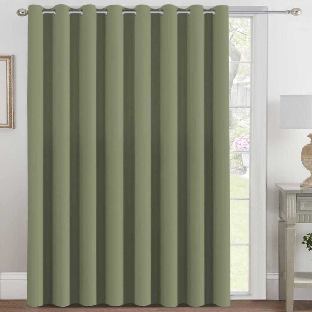 H.VERSAILTEX Blackout Patio Curtains 100 x 108 Inches Solid Thermal Insulated Grommet Blackout Curtains/Drapes for Sliding Door Extral Wide Curtain Panels Room Divider, 9' Tall by 8.5' Wide - Sage