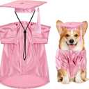 Dog Graduation Cap and Gown, Dogs Cats Graduation Holiday Halloween Costume Accessory(Pink,Large)