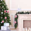 Threehoney 24 Pcs 3.15 Inch/80MM Christmas Witch Ball Ornaments for Tree Glittering Pink and Green Witch Bow Hanging Baubles Ball Christmas Tree Decor Home Xmas Holiday Party Decoration Supplies