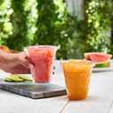 GUSTO [100 Count] Clear Flat PET Plastic Lids (No Hole) 98mm Snap-On Lids for 12, 16, 20 & 24 oz Milkshake Cups, Leak-Resistant & Stackable (Formerly Comfy Package)