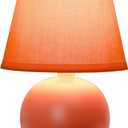 Simple Designs LT1196-ORG-2PK 8.66" 2-Pack Chic Little Globe Ceramic Table Lamp Set with Matching Tapered Shade, for Living Room, Bedroom, Office, Orange