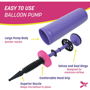 Balloon Pump Hand Held, Inflator Air Pump for Balloons - 2Way Dual Action, 4 Pack