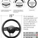 Skechers Steering Wheel Cover,14.5-15 Inch Universal Memory Foam Car Steering Wheel Covers Breathable Anti-Slip Steering Wheels Accessories for Men Women (Black & Grey)
