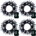 DealBeta 4 Pack Battery Operated Christmas Tree Lights,16.5 Ft String Lights with Auto Timer 8 Modes, 50 LED Wreath String Lights for Indoor Outdoor Xmas Tree Party Decor (Cool White)