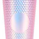 Studded Tumbler With Straw Tumblers With Lids And Straws Pink Tumbler With Straw Textured Cup BPA-Free Double-Wall Plastic Tumblers for Iced Coffee Cold Drinks or Water 24 Oz