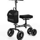 Collapsible All Terrain Knee Scooter for Adults for Foot Surgery, Adjustable Knee Walker Cart Scooters with Basket, Clearance Knee Crutchs Alternative for Broken Leg Ankle Injuries, Dual Brakes, Grey