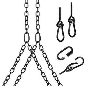 Heavy Duty 700 Lb Porch Swing Black Hanging Chain Kit (10 Foot Ceiling)