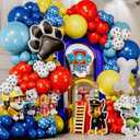 ALL-IN-1 Paw Balloons Garland Arch Kit with BONUS Dog Bone & Paw Print Balloons for Paw Birthday Decorations  Paw Balloons Backdrop, Paw Party Supplies for 3rd yo Boy (Red, Light Blue, Dark Blue, Yellow, White)