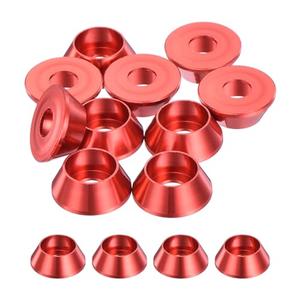 MECCANIXITY M5 Cone Cup Washers,Anodized Aluminum Gaskets Cup Head Washer Gasket for Screw RC/FPV/PC/Drone/Mechanical Accessories Model Parts, Pack of 10 (Red)