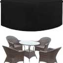 Easy-Going 600D Heavy Duty Round Patio Furniture Set Cover, Waterproof Outdoor Table and Chair Set Cover, (62"DIAx 28"H, Black)