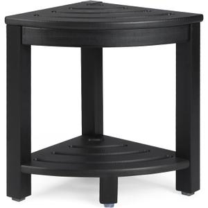 HDPE Corner Shower Stool,Shower Bench Seat with Storage Shelf for Shaving Legs Plastic Spa Bath Step Foot Rest for Bathroom Small Place (Black)
