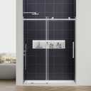 Luxury Soft Close Shower Door Sliding, 5860 W x 76 H, 3/8" (10mm) Tempered Glass Barn Door Shower Door Semi-Frameless, Nano Coating, 304 Stainless Steel, Premium Quiet Close System - Bright Chrome