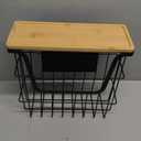 Magnetic Dryer Ball Holder - Black Basket for Laundry Room Organization and Storage with Bamboo Top - Magnetic Lint Bin Suitable for Washer and Dryer / Fridge / Whiteboard (No Balls)