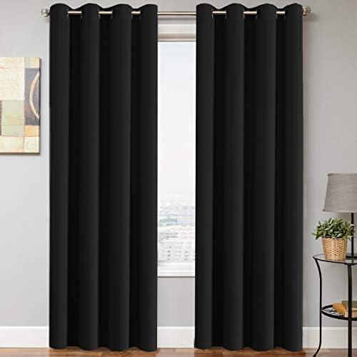 H.VERSAILTEX Blackout Thermal Insulated Light Blocking Curtains for Living Room Bedroom Window Treatment Extra Long Panels/Drapes, Grommet Top (52 Inch by 108 Inch, Black, Set of 2) H.VERSAILTEX Blackout Thermal Insulated Light Blocking Curtains for Living Room Bedroom Window Treatment Extra Long Panels/Drapes, Grommet Top (52 Inch by 108 Inch, Black, Set of 2)