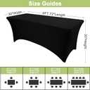 Moosfor Spandex Elastic Fitted 6FT Rectangle Tablecloth 6 Pack, Stretch Washable Reusable Table Cover for Outdoor Picnic, Dining, Wedding, Banquet & Party Events (Black, 72Lx30Wx30H Inch)