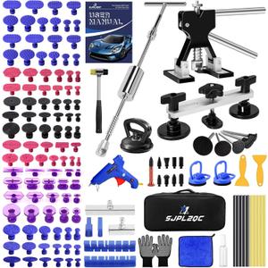 Car Dent Puller Kit, 140 PCS Paintless Dent Removal Kit with T-bar Dent Puller, Bridge Puller, Dent Lifter, Suction Cup Puller. Dent Remover Tool for Car Dents, Hail Damage, Door Ding Repair