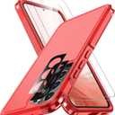 SPIDERCASE Designed for Samsung Galaxy S22 Case,[10 FT Military Grade Drop Protection],2 Pack [Tempered Glass Screen Protector+Camera Lens Protector] Heavy Duty Shockproof Case,Red